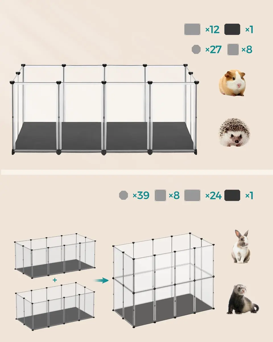 Songmics Puppyren Modulaire Ren 145x73x57cm - Zwart