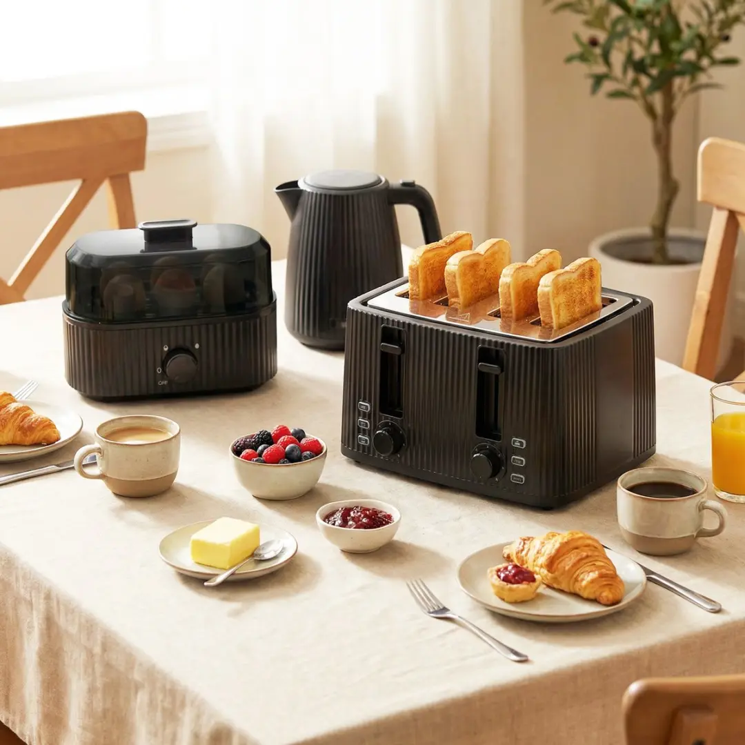 ECTEATOY 3-in-1 Ontbijtset 2200W - Waterkoker/Broodrooster/Eierkoker - Zwart - afbeelding 6 van 6