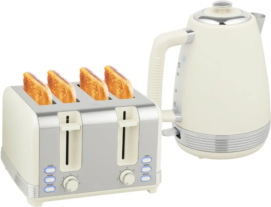 ECTEATOY Waterkoker & Broodrooster Set 2200W - 1,7L - 4 Sneetjes