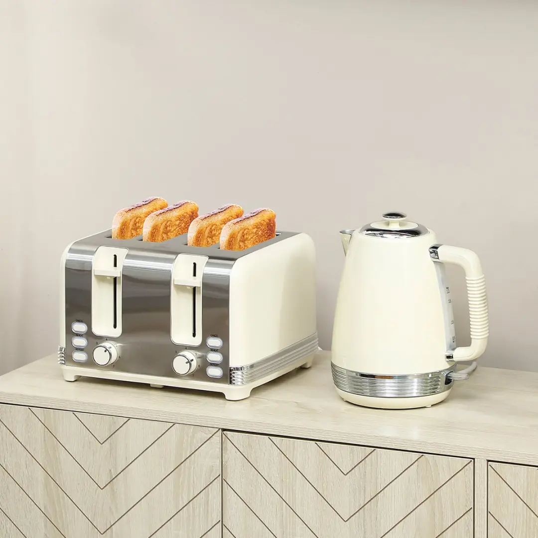 ECTEATOY Waterkoker & Broodrooster Set 2200W - 1,7L - 4 Sneetjes