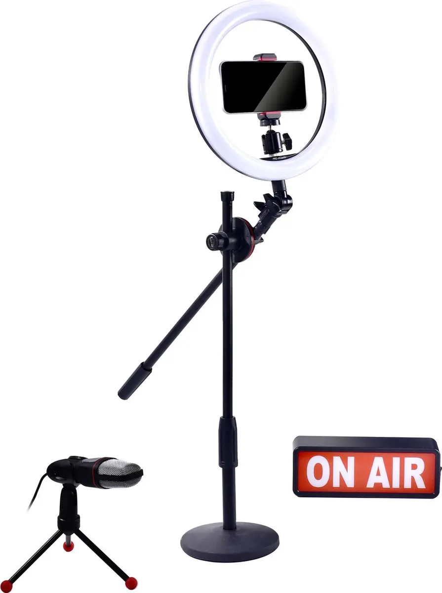 PRO-MOUNTS Cre8tor Video Kit Pro - Ringlamp & Statiefset Zwart