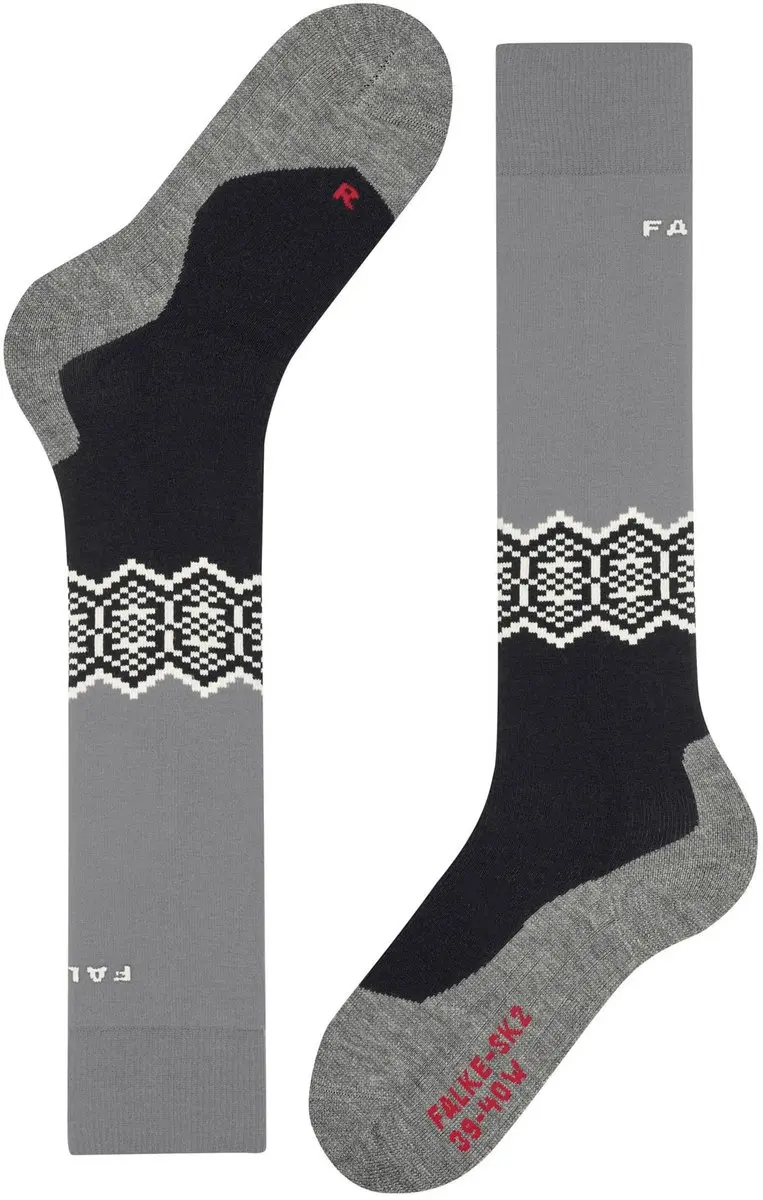 Falke SK2 Intermediate Skisokken Heren 39-41 - Grijs/Zwart/Wit