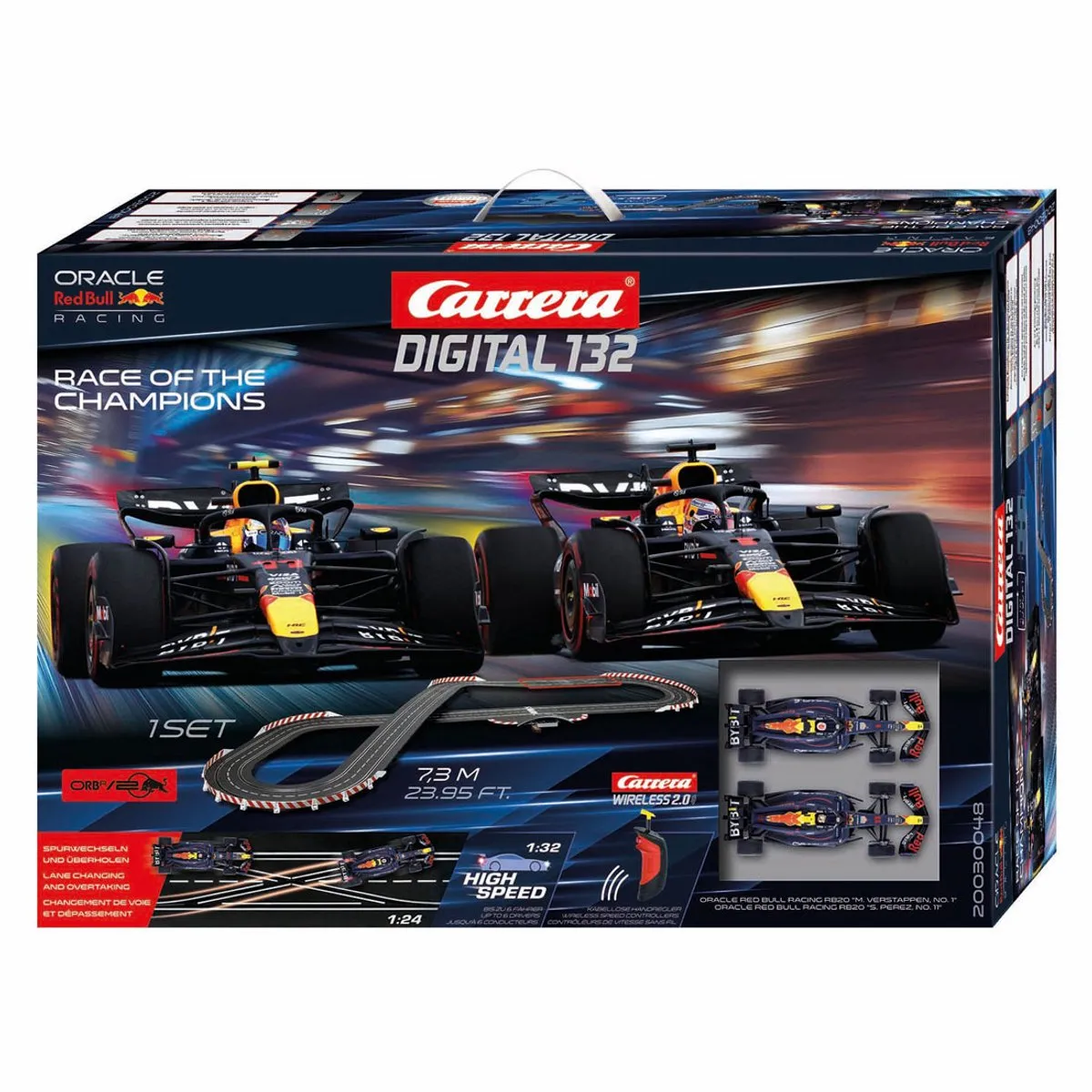 Carrera Racebaan DIGITAL 132 RB20 Max Verstappen & Sergio Pérez - 7,3m - Multi