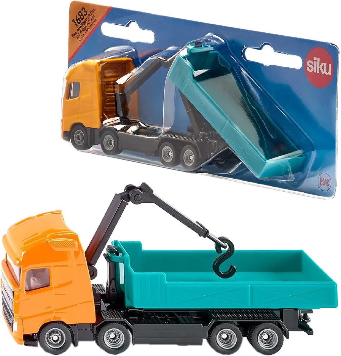 SIKU 1683 Volvo Kraantruck - Oranje/Turquoise