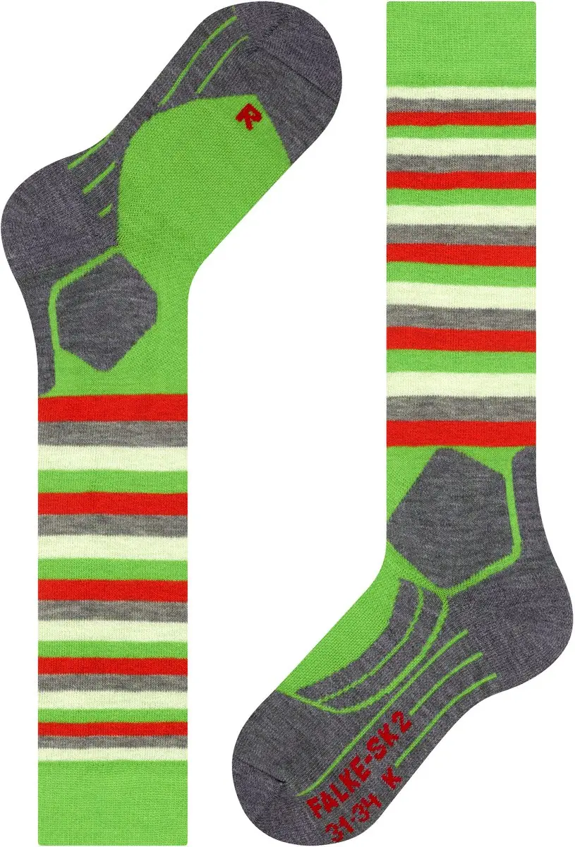 Falke SK2 Stripes Skisokken - Dik wol - Maat 27-30 - Groen - afbeelding 5 van 6