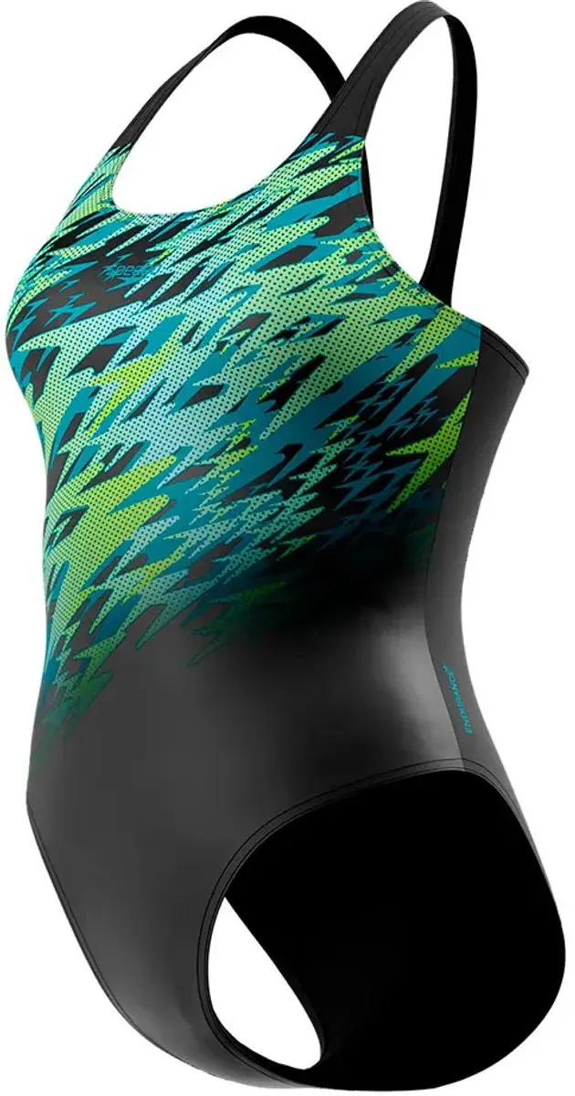 Speedo Hyperboom Placement Muscleback Badpak Dames - 38 - Zwart/Groen