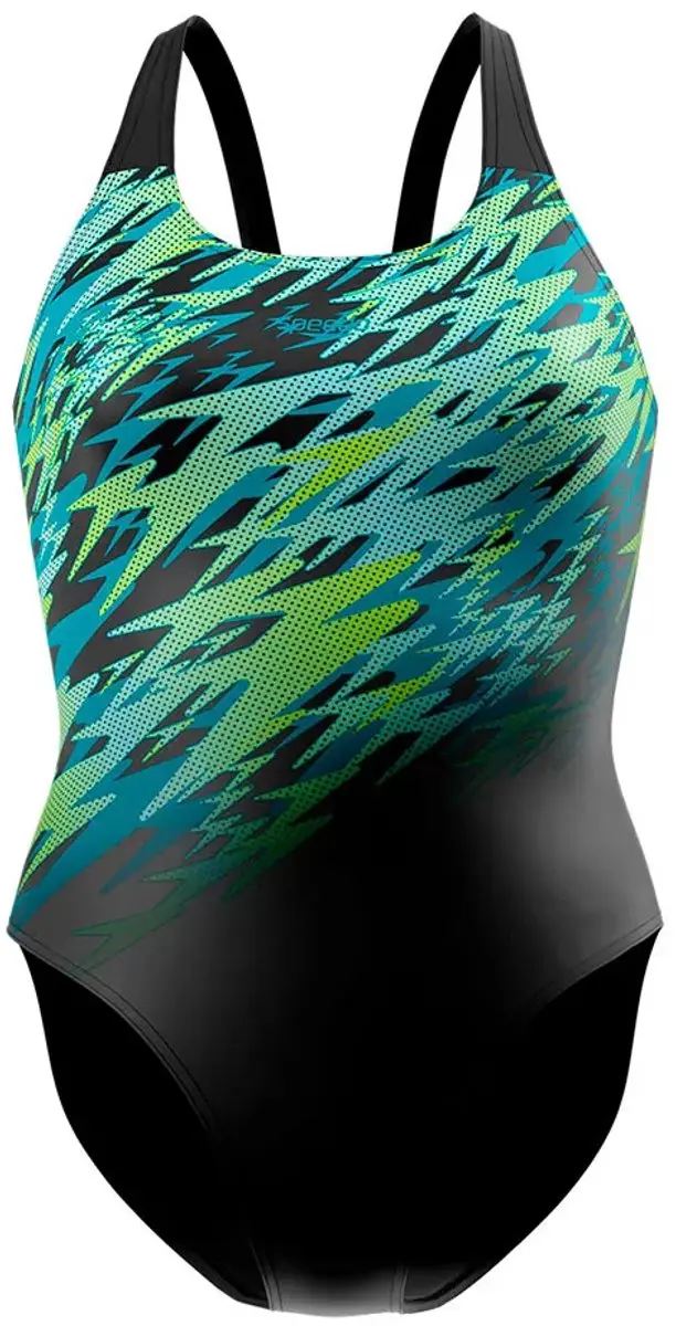 Speedo Hyperboom Placement Muscleback Badpak Dames - 38 - Zwart/Groen