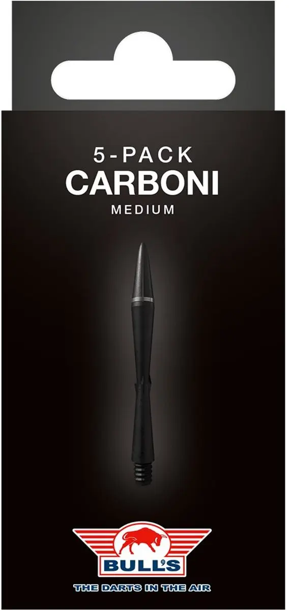 Bull's Carboni Shaft Medium + Ring 5 Stuks - Zwart