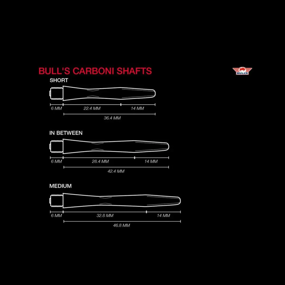 Bull's Carboni Shaft Medium + Ring 5 Stuks - Zwart