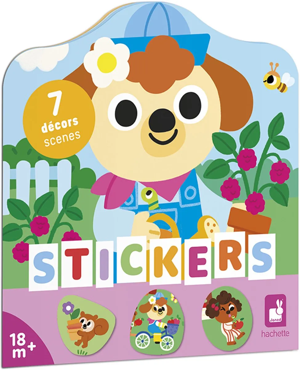 Janod Stickerboek De Tuin - 12 Pagina's + 8 Stickerpagina's - Multicolor