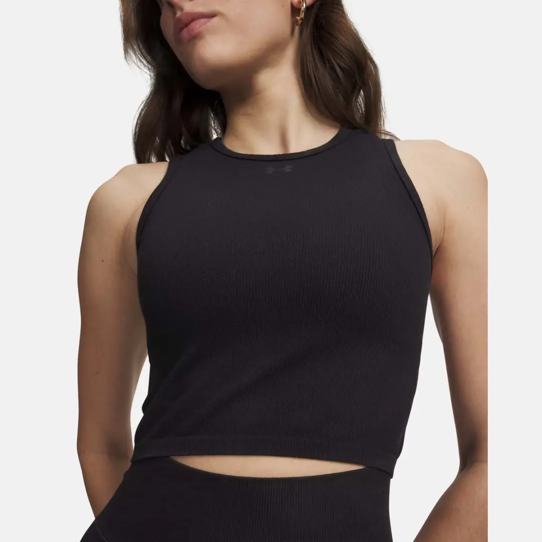 Under Armour Seamless Cotton Hand Tank - Vrouwen M - Zwart