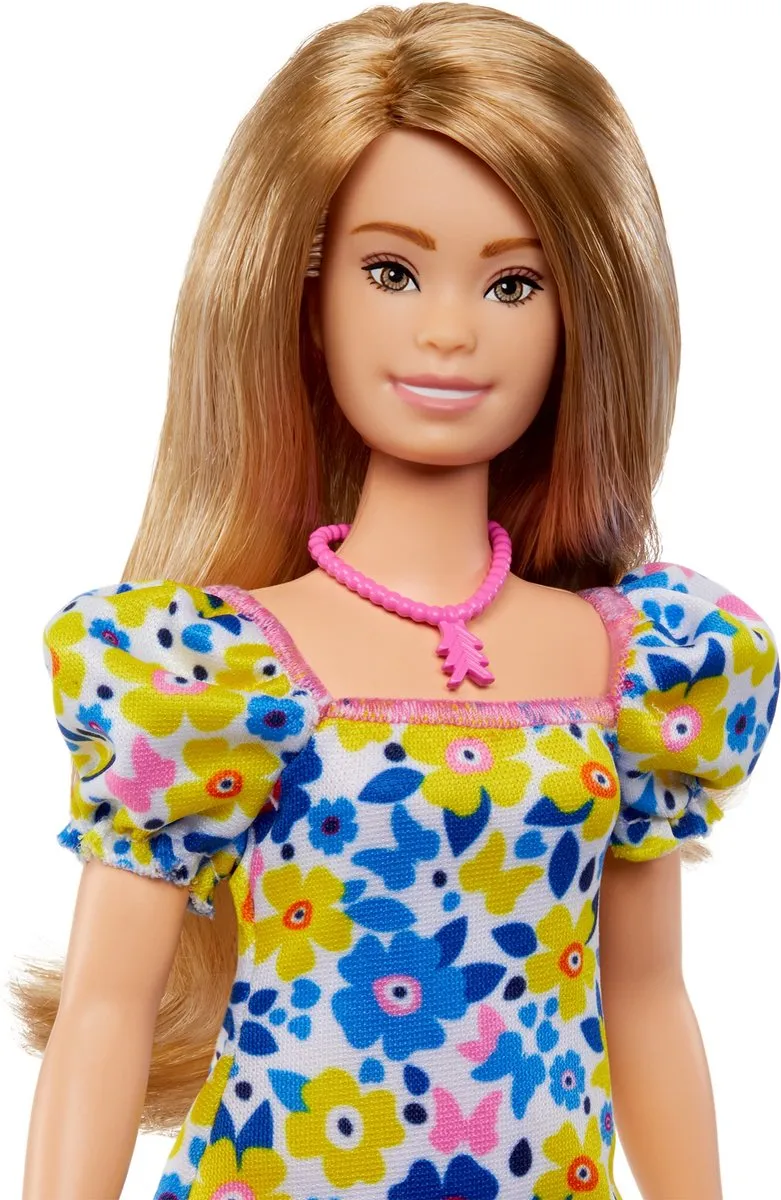 Barbie Fashionistas Bloemenjurk HJT05 - Barbiepop met Syndroom van Down