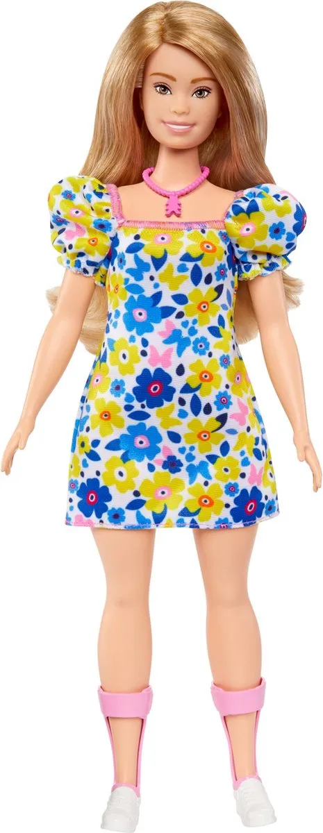 Barbie Fashionistas Bloemenjurk HJT05 - Barbiepop met Syndroom van Down
