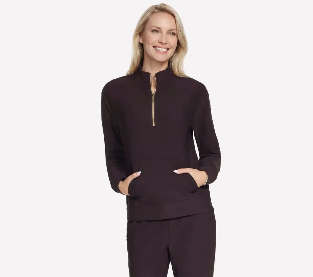 Skechers Goluxe Rib 1/4 Zip Dames Trui