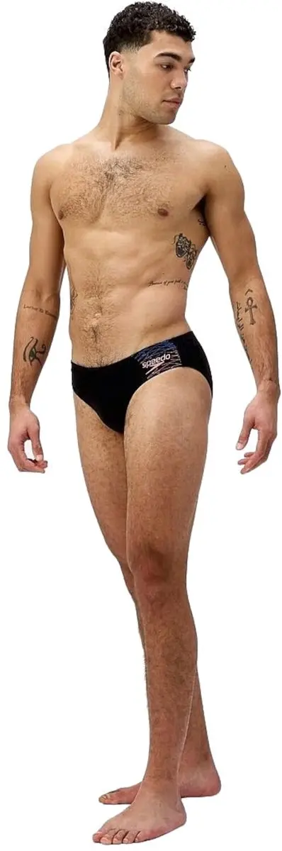 Speedo Medley Logo Heren Sportzwembroek 7cm - Zwart/Oranje