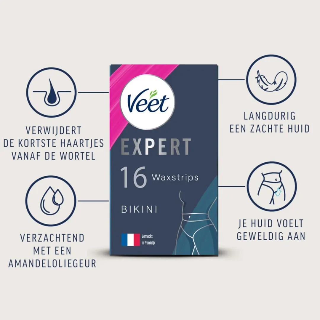 Veet Expert Koude Waxstrips Bikini Sensitive - 96g (6x16 Stuks)