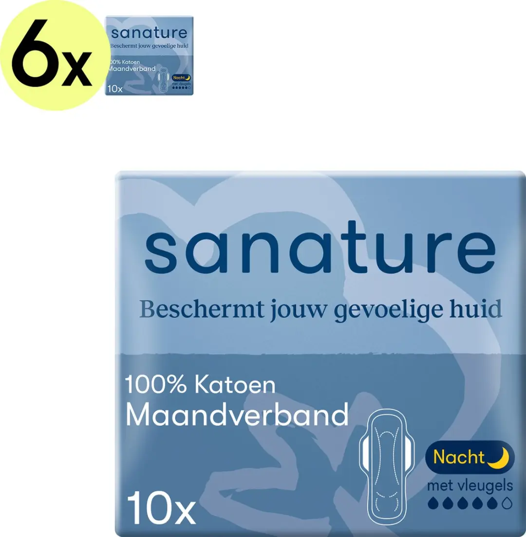 Sanature Maandverband Nacht 100% Katoen