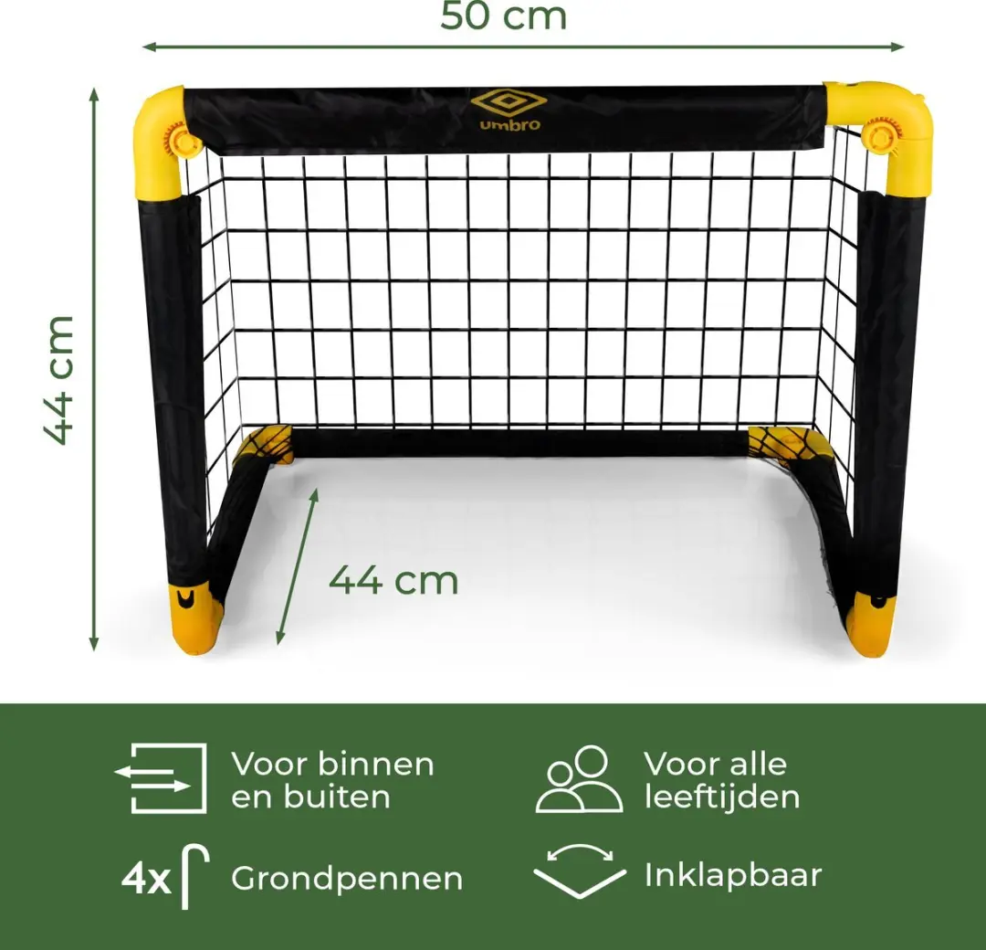Umbro Voetbaldoel 50x44x44cm - 2 Stuks - Zwart/Geel