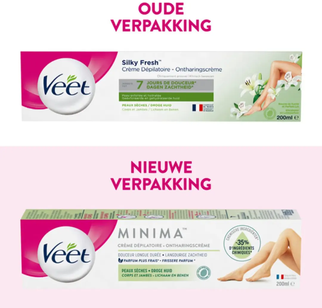Veet Minima Ontharingscrème 200ml - 4 Stuks