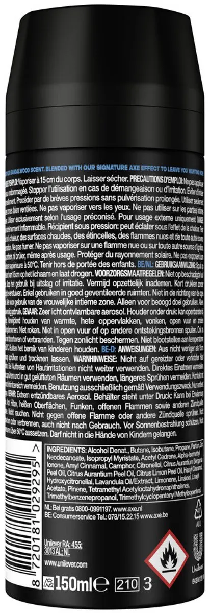 Axe Deodorant Bodyspray 48hrs Fresh Click Green Apple & Sandalwood - 750ml (5x150ml)