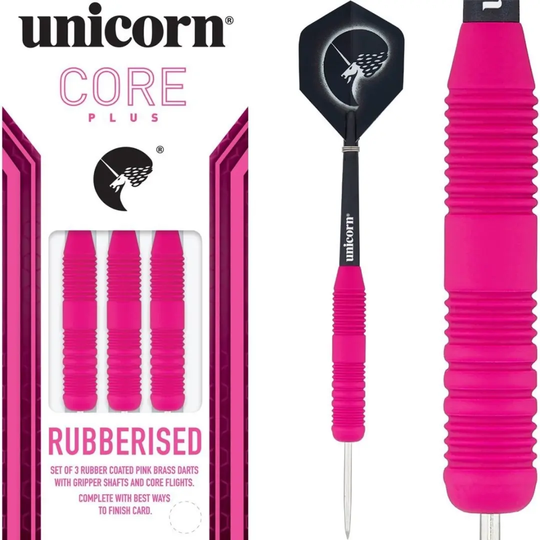 Unicorn Core Plus Rubberised Dartpijlen 24g - 3 Stuks - Roze - afbeelding 6 van 6