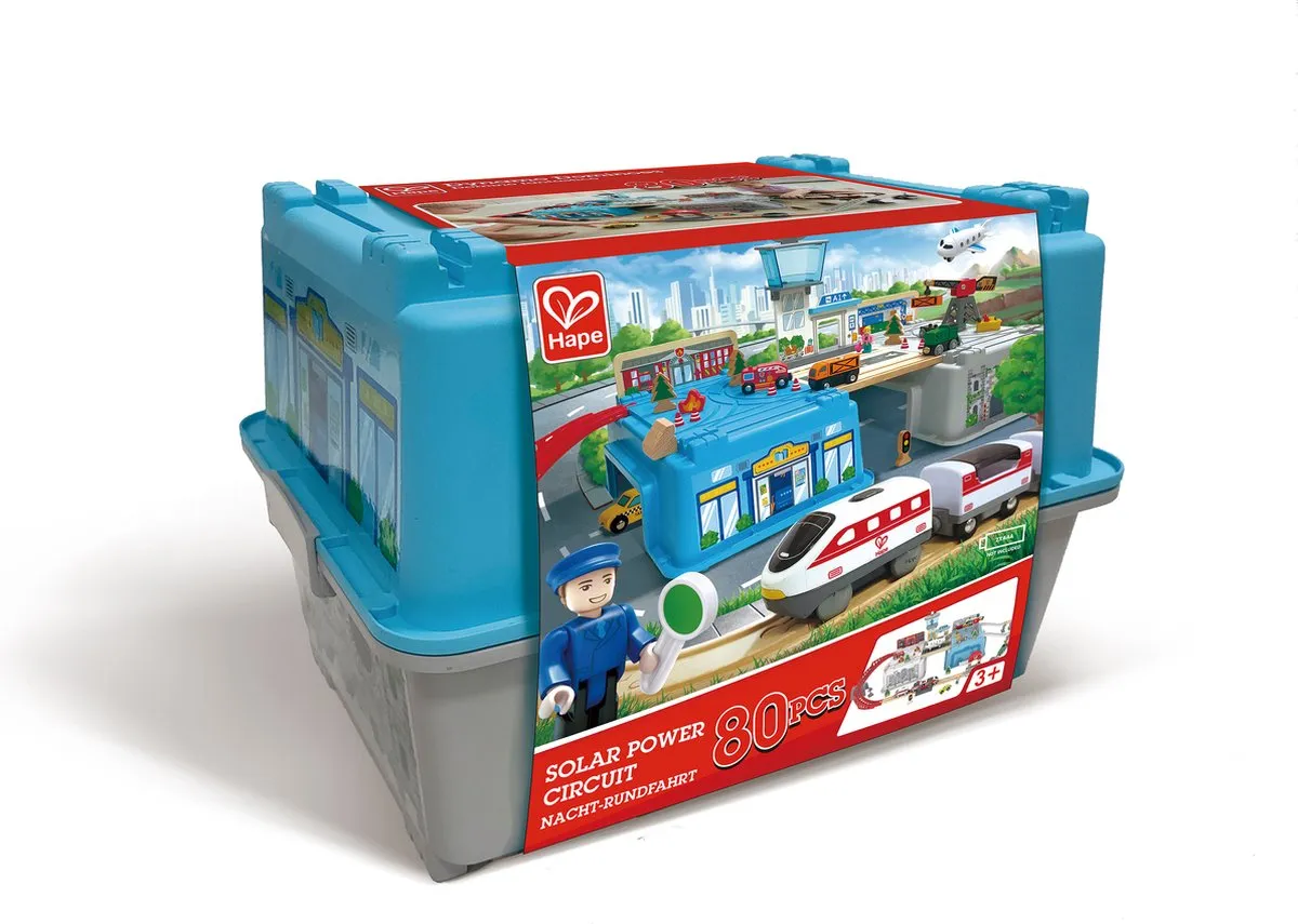 Hape Stad-treinenset E3773 - 80 Stuks - 2x AAA - Veelkleurig