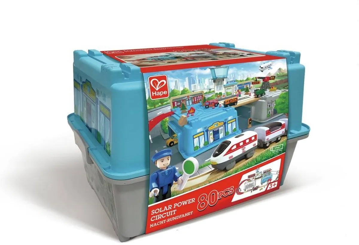 Hape Stad-treinenset E3773 - 80 Stuks - 2x AAA - Veelkleurig
