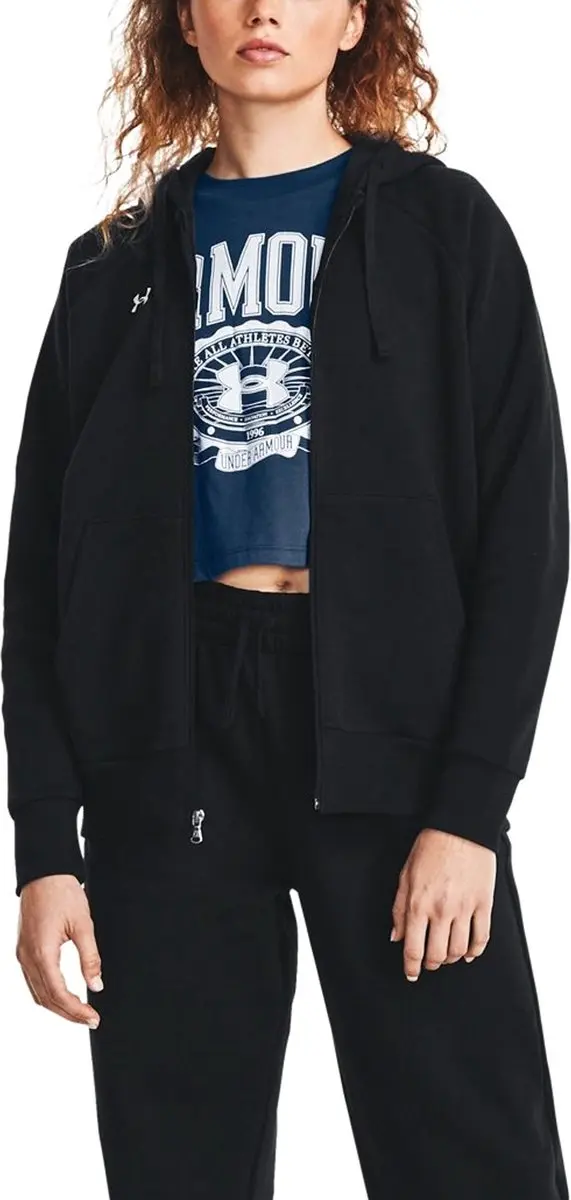 Under Armour UA Rival Fleece FZ Hoodie Dames - Maat S - Zwart - afbeelding 6 van 6