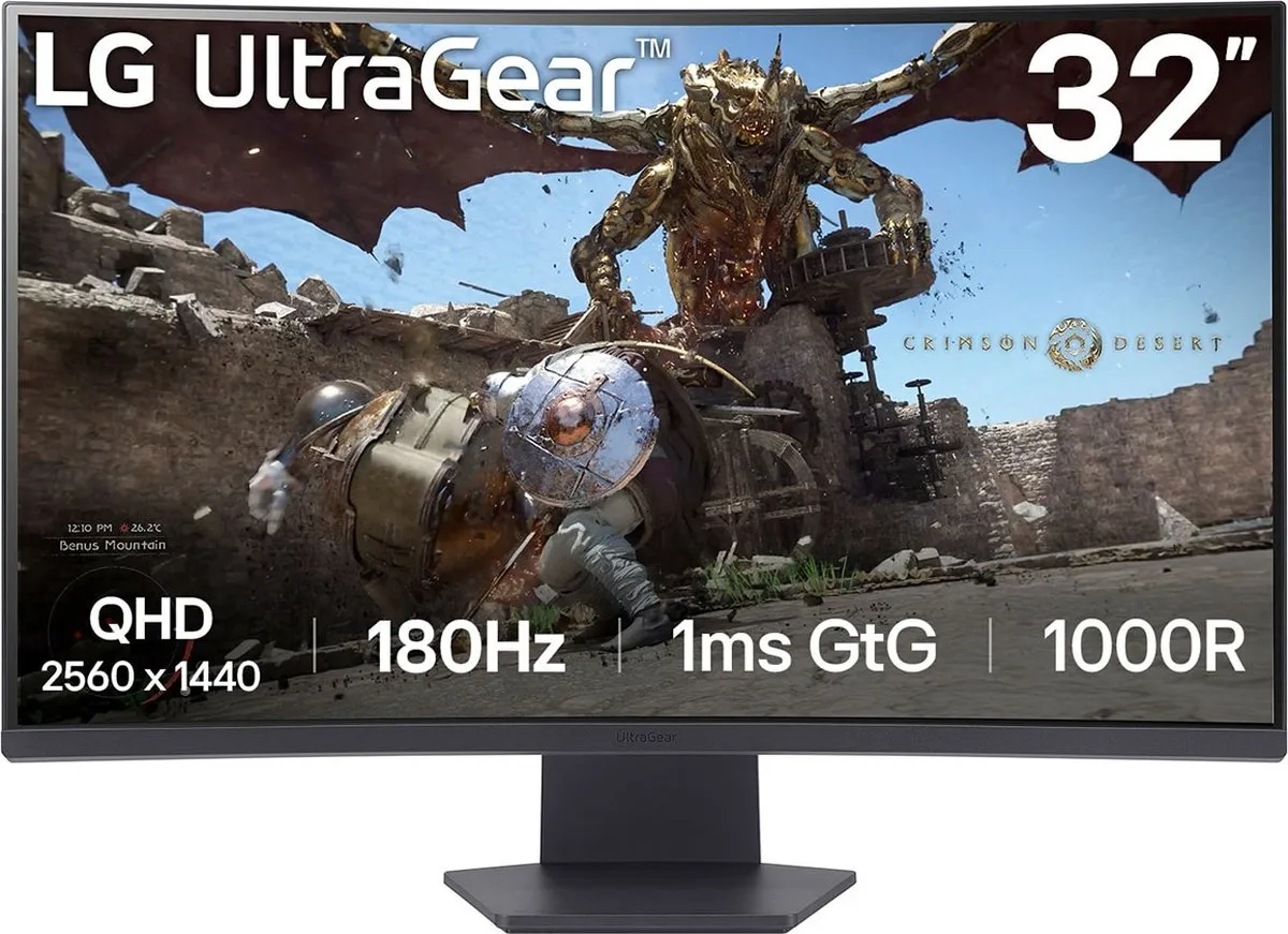 LG UltraGear 32GS60QC-B - QHD Curved Gaming monitor - 180hz - 1 ms - 32 inch