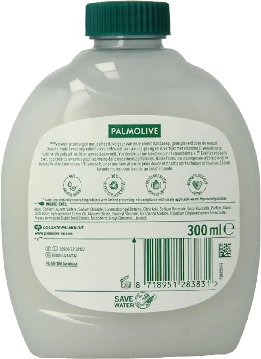 Palmolive Handzeep Naturals Melk & Amandel Navulling 300ml