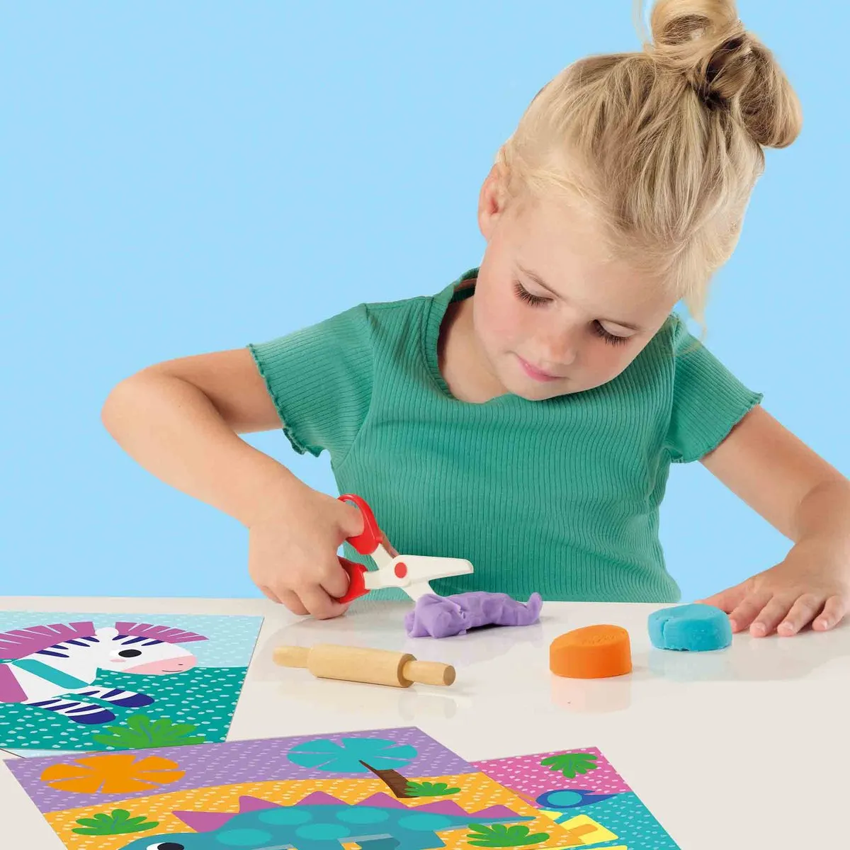 SES Creative Klei Knippen Set - 3 Kleuren 120g - Veilige Schaar & Kaarten