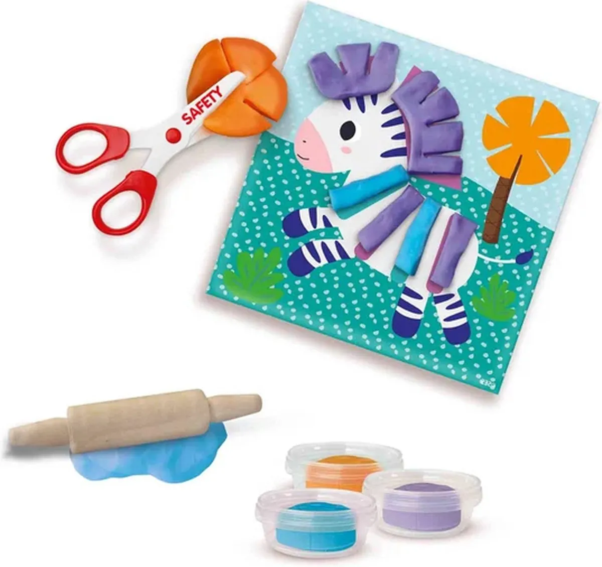 SES Creative Klei Knippen Set - 3 Kleuren 120g - Veilige Schaar & Kaarten