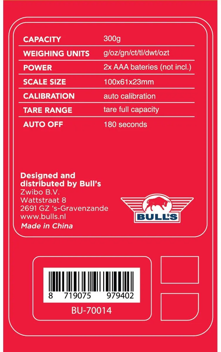 Bull's BU-70014 Darts Pocket Scale - 3 Stuks