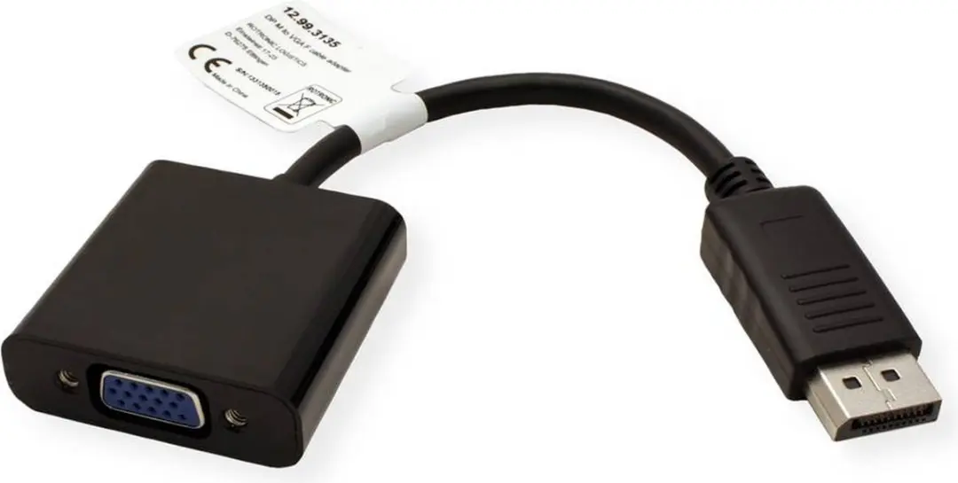 Value DisplayPort 1.1 naar VGA Adapter - 0,15m - Zwart
