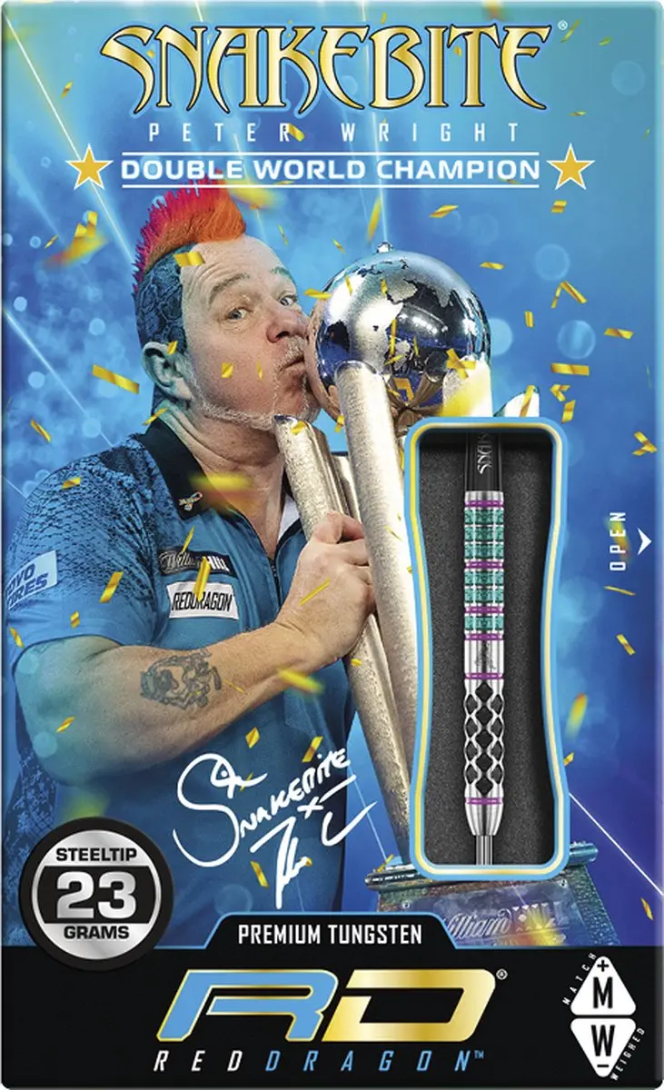 Red Dragon Peter Wright Supa Venom Dartpijlen 3 Stuks - Regenboog