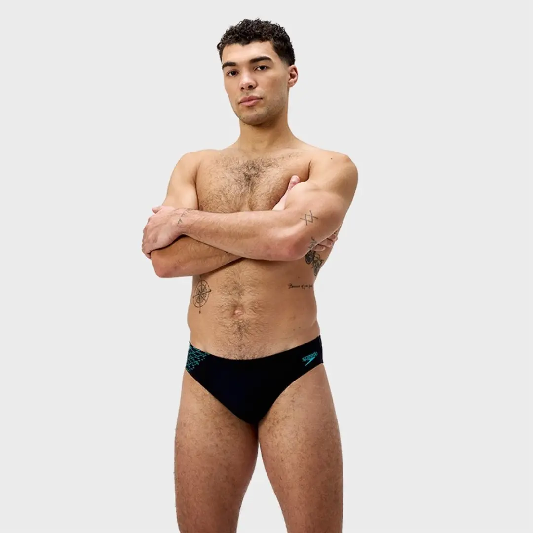 Speedo Endurance+ Tech Panel 7cm Zwemslip - S - Zwart/Turquoise