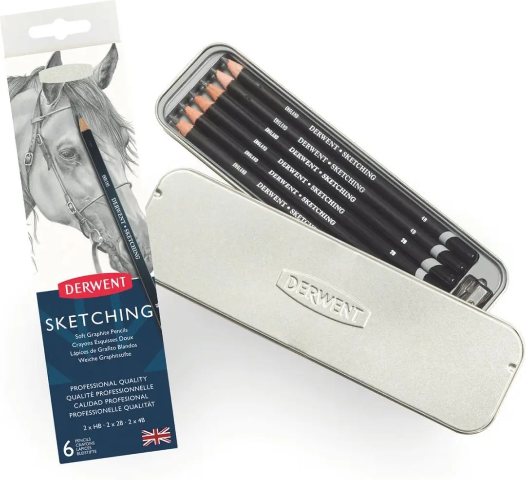 Derwent Sketching 6 Potloodset - HB/2B/4B - 6 Stuks