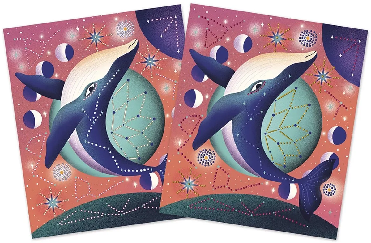 Janod Pointillisme 3D Kosmische Dieren Knutselset - 8 Stuks Multicolor