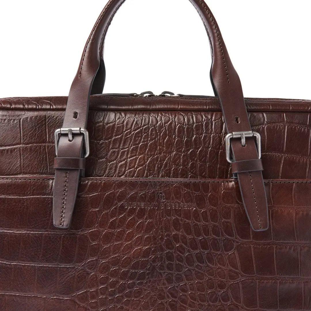 Castelijn & Beerens Croco Jules Laptoptas 15,6" RFID - Mocca - afbeelding 6 van 6