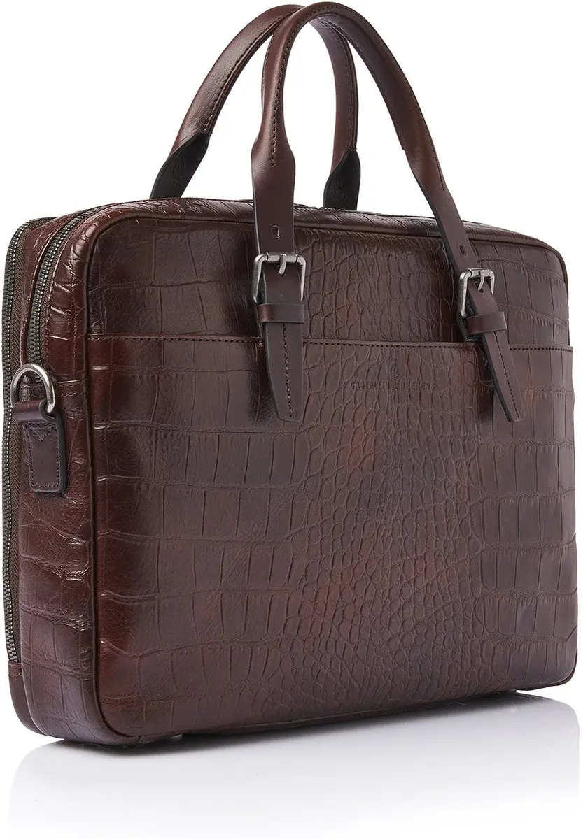 Castelijn & Beerens Croco Jules Laptoptas 15,6" RFID - Mocca
