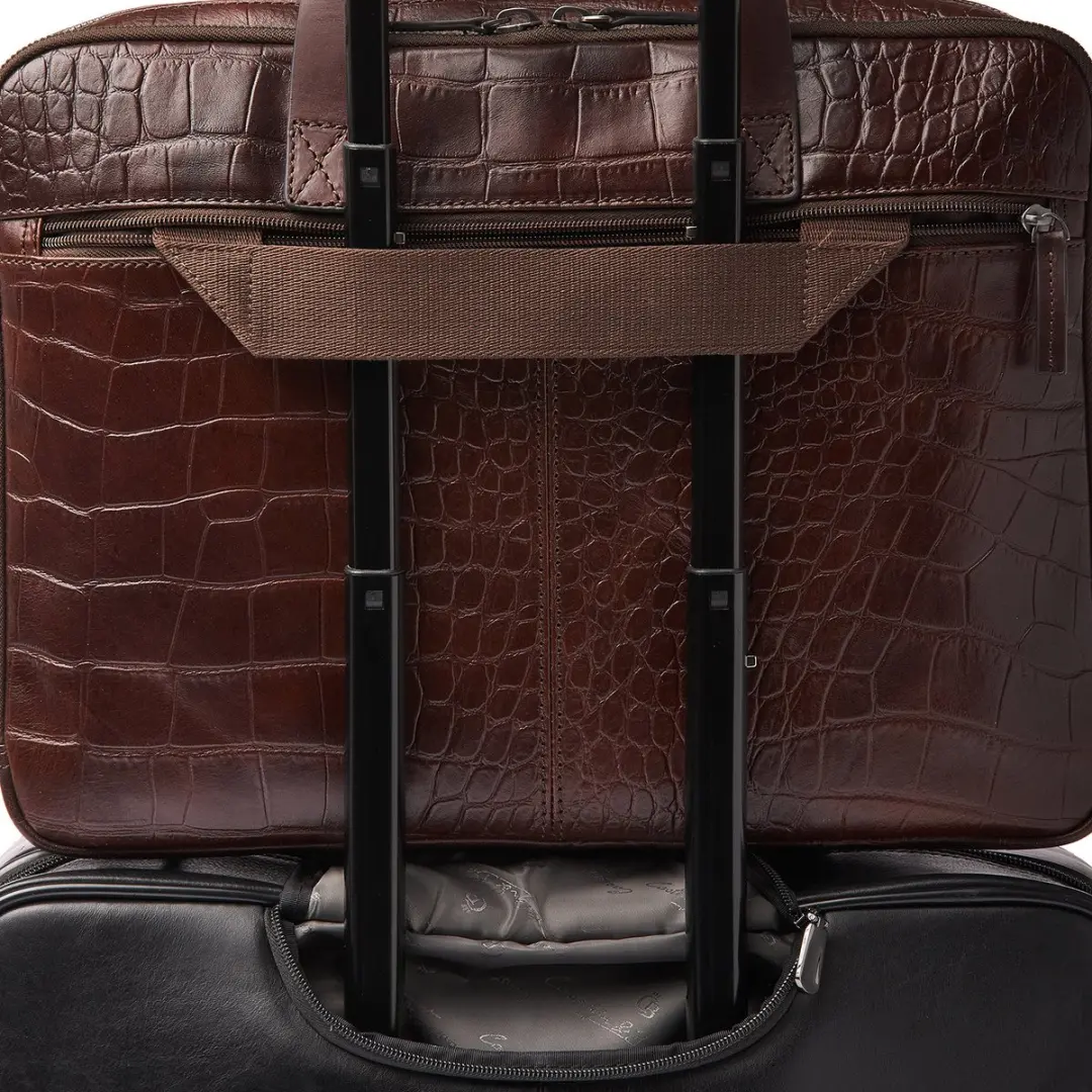 Castelijn & Beerens Croco Jules Laptoptas 15,6" RFID - Mocca