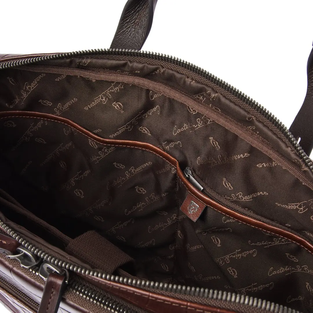 Castelijn & Beerens Croco Jules Laptoptas 15,6" RFID - Mocca