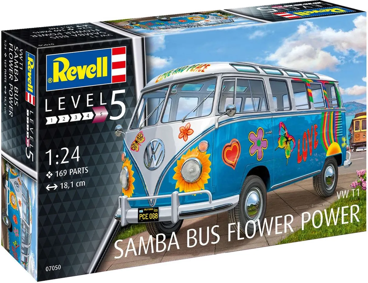 Revell 07050 Volkswagen Samba T1 Flower Power Modelbouwpakket Auto 1:24