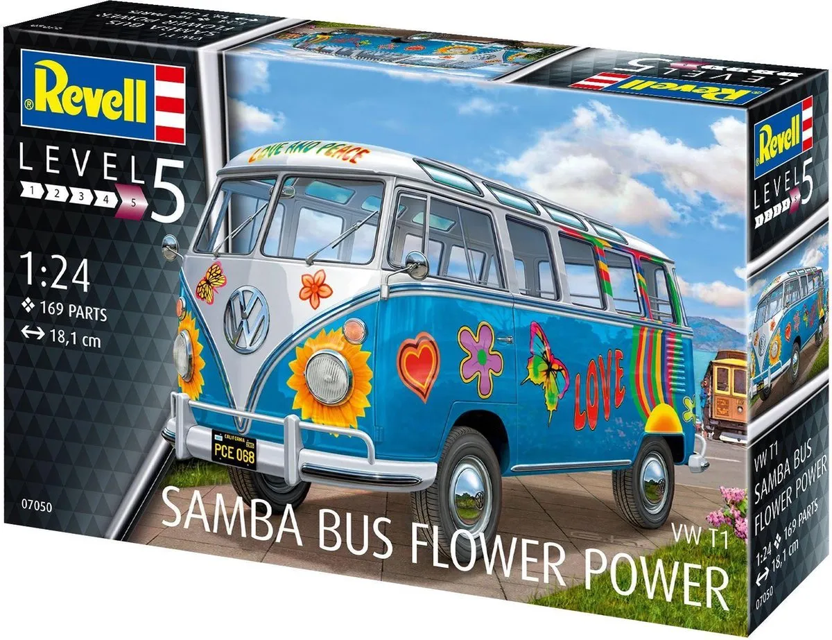 Revell 07050 Volkswagen Samba T1 Flower Power Modelbouwpakket Auto 1:24 - Multi