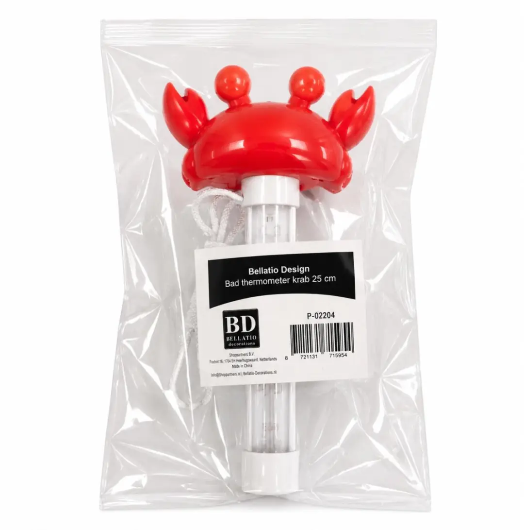 Bellatio Design Funny Krab Zwembadthermometer - Lichtrood