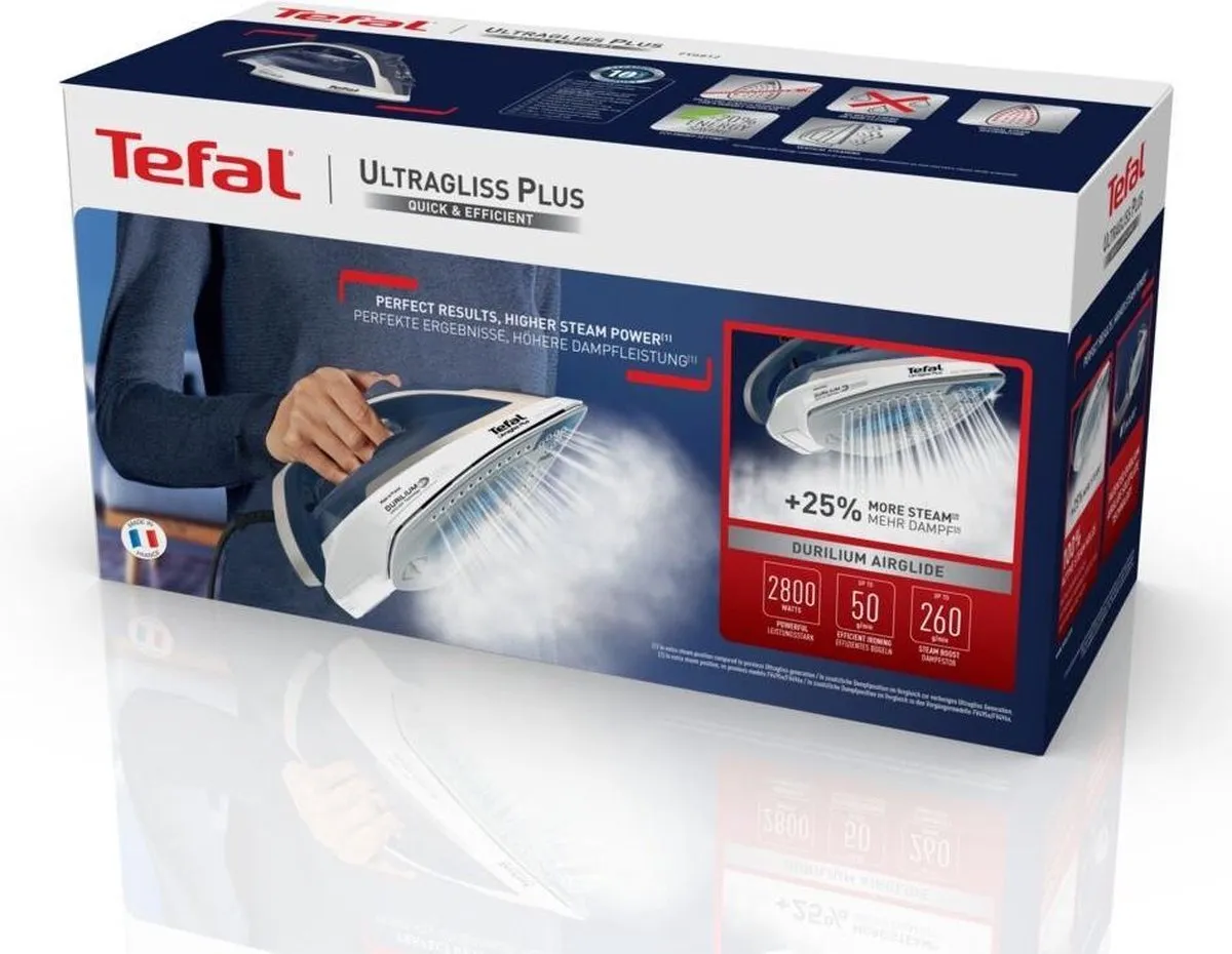 Tefal Ultragliss Plus FV6812 Stoomstrijkijzer 2000W - Blauw/Zilver - afbeelding 6 van 6