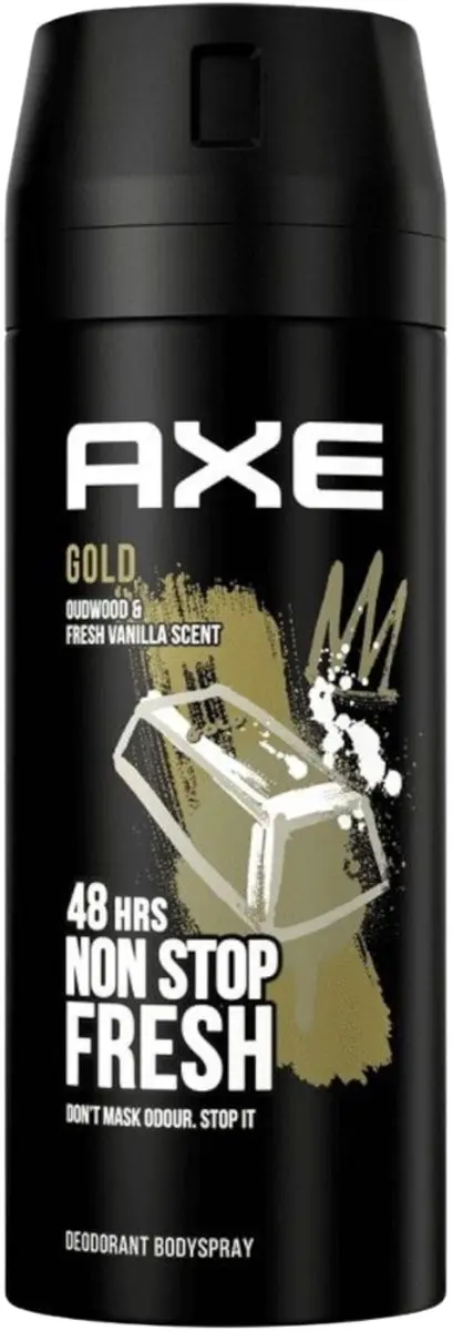 Axe Deodorant Bodyspray Gold Oud Wood & Fresh Vanilla 750ml - 5x150ml