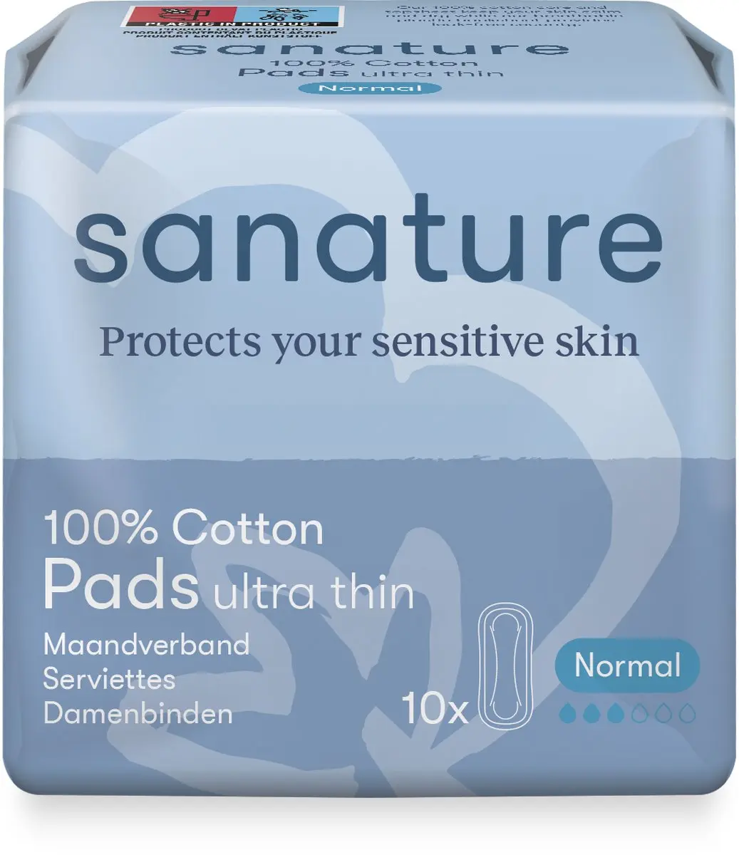 Sanature 100% Katoenen Maandverband Normaal - 60 Stuks