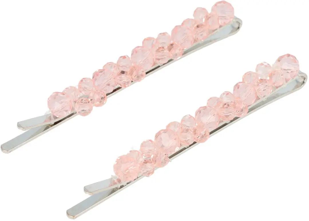 Haarsoires Schuifspeldjes 7cm Roze - Facetkralen - Set van 2