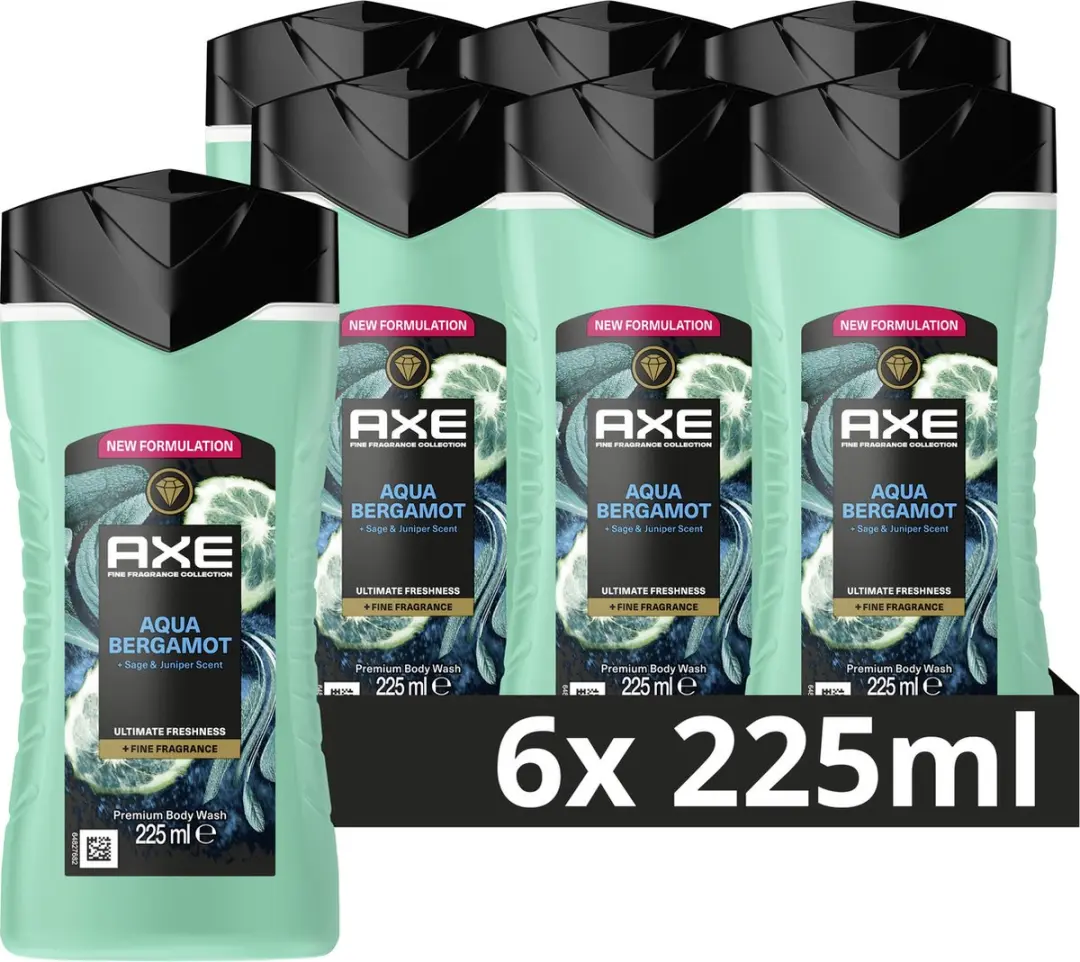 Axe Fine Fragrance Douchegel Aqua Bergamot - 6x225ml - afbeelding 2 van 6